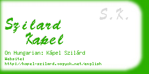 szilard kapel business card